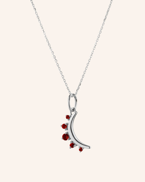 January Garnet Moon Sterling Silver Birthstone Necklace