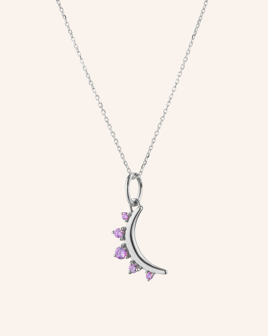 February Amethyst “Moon” Birthstone Necklace