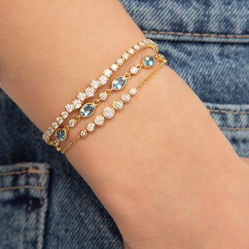 Personalized Dainty Initial Bracelet Set, Crystal Layering Bracelet Set  Rosary Stones, Pearl Bridesmaid Bracelets, Sunburst Bracelet Gold