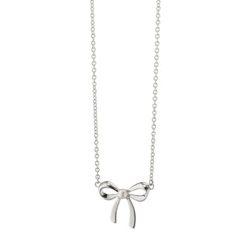Pearl Bow Necklace in Sterling Silver