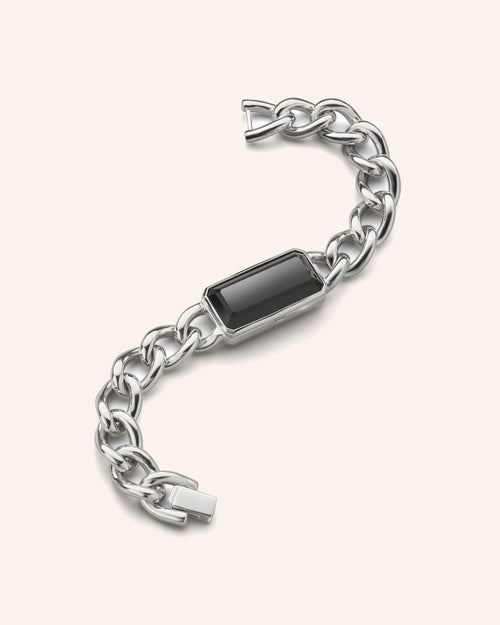 Black Onyx Link Bracelet in Sterling Silver