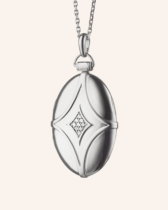 Sterling Silver Bridle Locket with White Sapphires