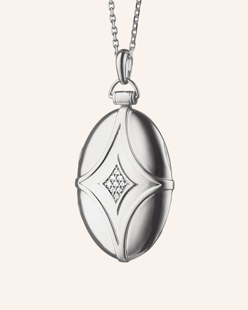 Sterling Silver Bridle Locket with White Sapphires