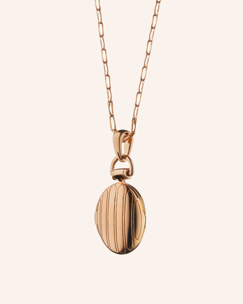 18K Rose Gold Petite Pinstripe Locket Necklace