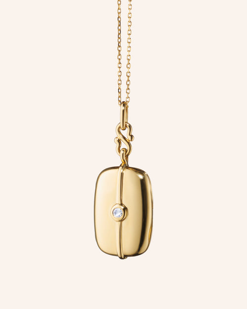 Slim "Skye" Gold Locket Necklace with Diamond