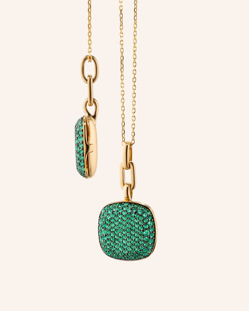 Slim Rae Locket Necklace with Emeralds