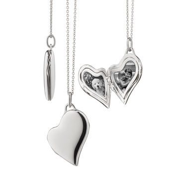 Slim Sterling Silver Heart Locket Necklace
