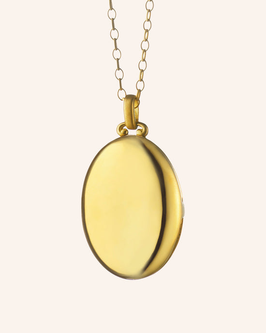 Four Photo Oval Locket in 18K gold with a high polish finish