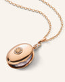 Cognac Diamond Infinity Rose Gold Locket Necklace