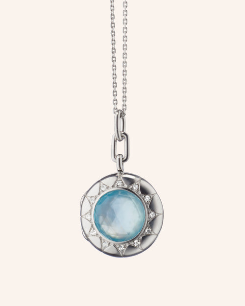 Round Stone Locket Necklace