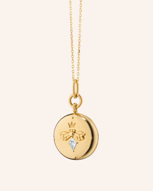 "Queen Bee" Gold Locket Necklace