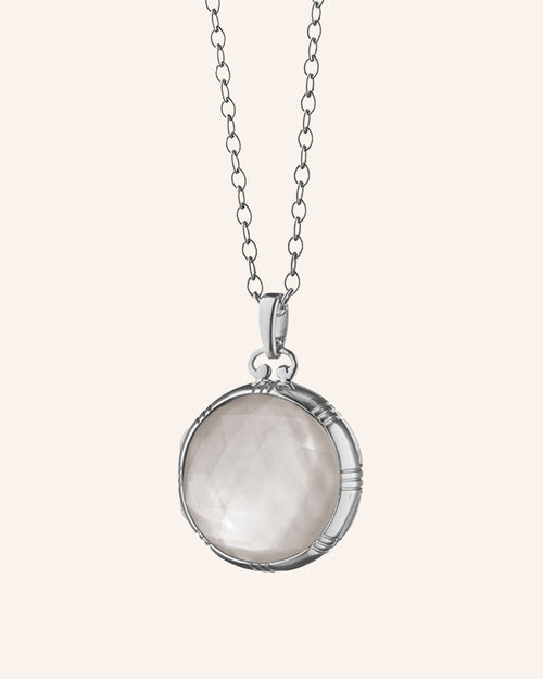 18K White Gold Petite Round Two-Sided Locket