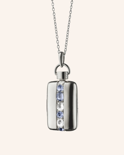 Rectangular Rose-Cut Blue Sapphire and Rock Crystal  Locket