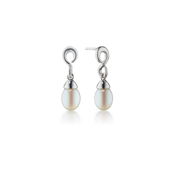 
  
    “The Twist” Pearl Drop Infinity Earrings
  
