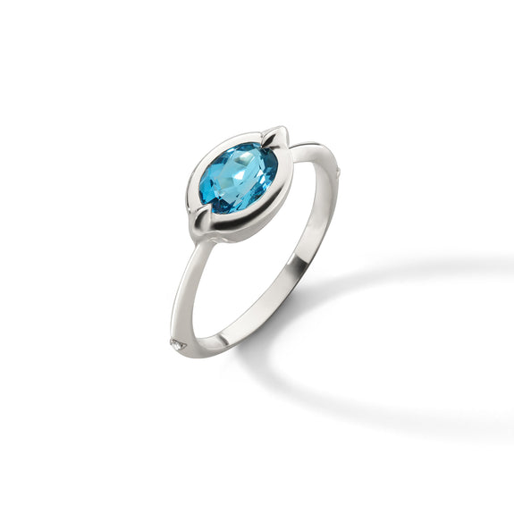
  
    “Points North” London Blue Topaz Ring with White Sapphires
  
