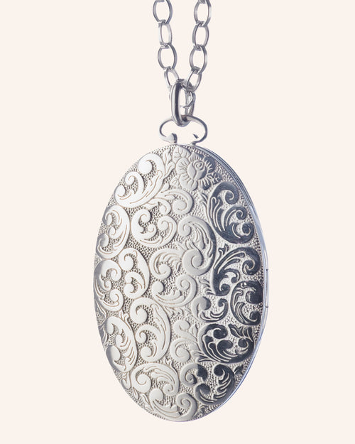 Oval Floral Patterned Locket, Large