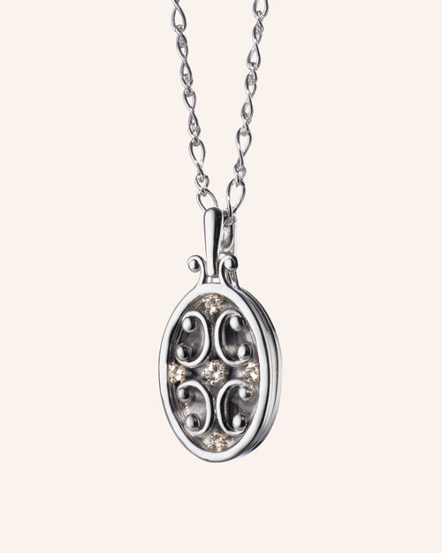 Oval Gate Locket Necklace with Sapphires