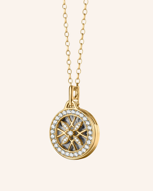 High Polish Round Gate Locket with Diamonds