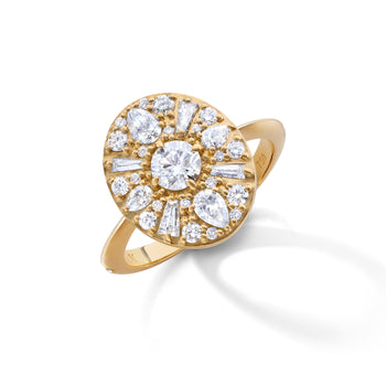 Points North Diamond Ring with Round, Baguette and Pear Shape Diamonds