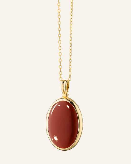 Amelia Oval Carnelian Cabochon Locket Necklace
