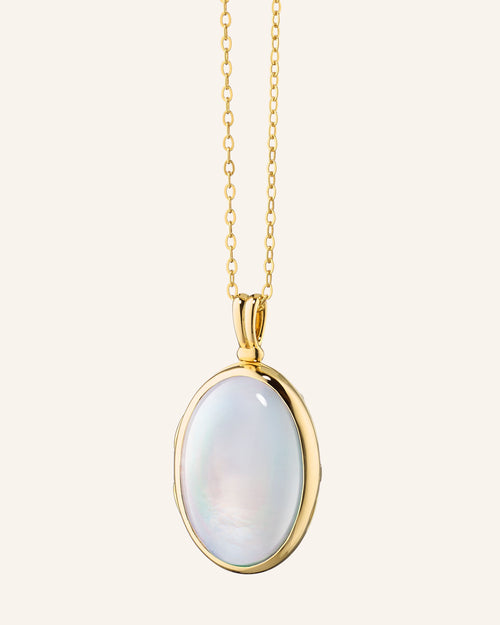 Amelia Oval Cabochon Locket Necklace
