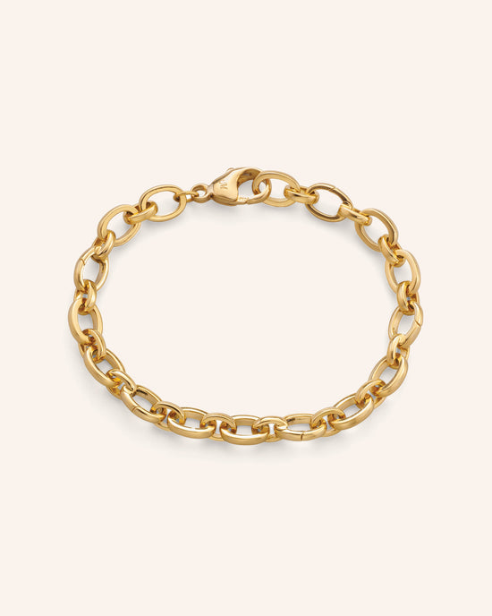 “Audrey” Link Charm Bracelet in 18K Yellow Gold