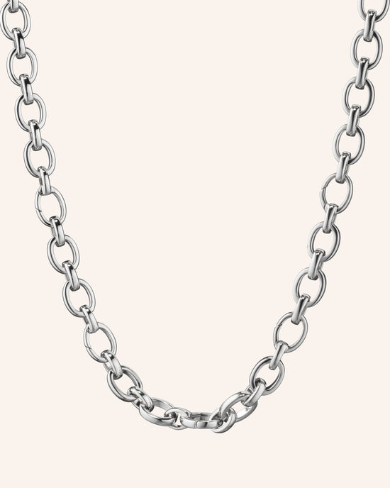 "Audrey" Link Charm Necklace in Sterling Silver