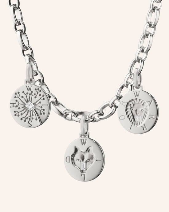 Trilogy Intaglio Necklace with White Sapphire