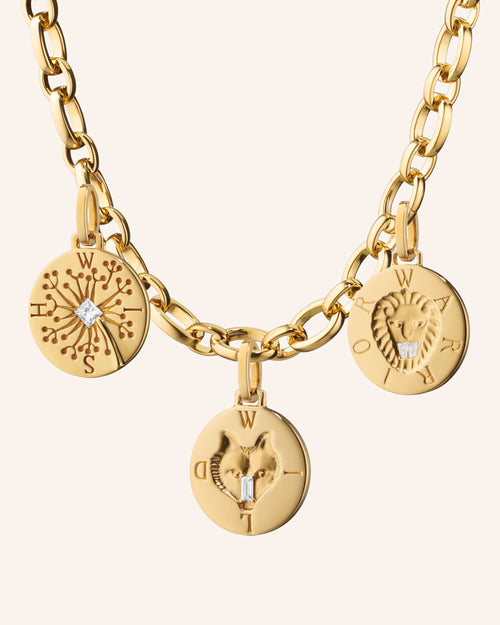 Trilogy Intaglio Necklace with White Diamond