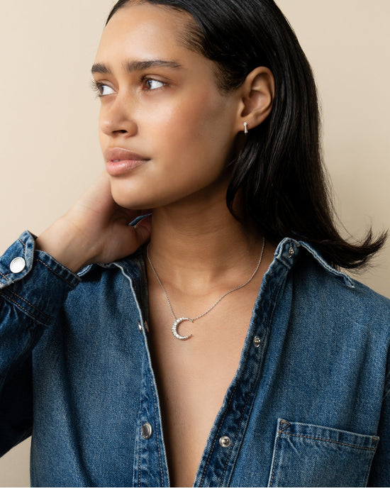 Moonstone Midi Crescent Moon Necklace