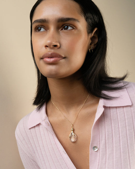 "Intuition" Octopus 18K Gold Necklace with Rock Crystal and Diamonds