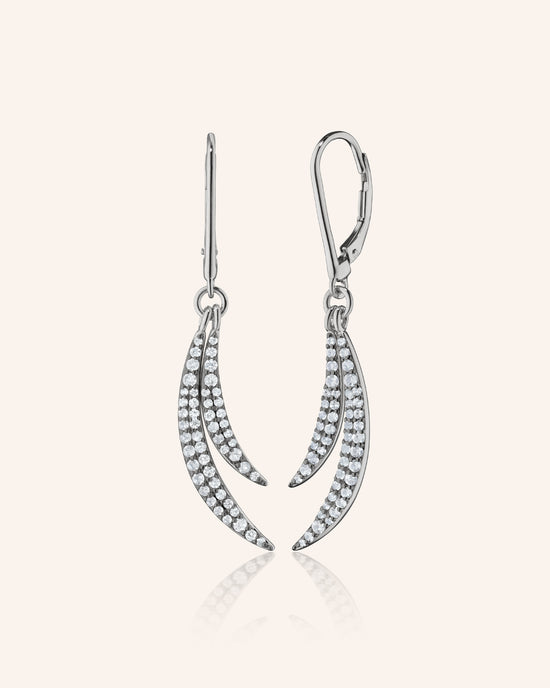 "Birds of a Feather" Earrings with Pavé White Sapphires