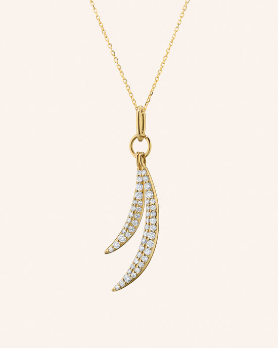 Birds of the Feather 18K Gold Necklace with Pavé Diamonds