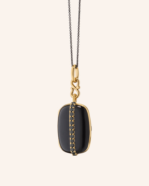 Black Enamel Vermeil "Britt" Locket with Black Diamonds