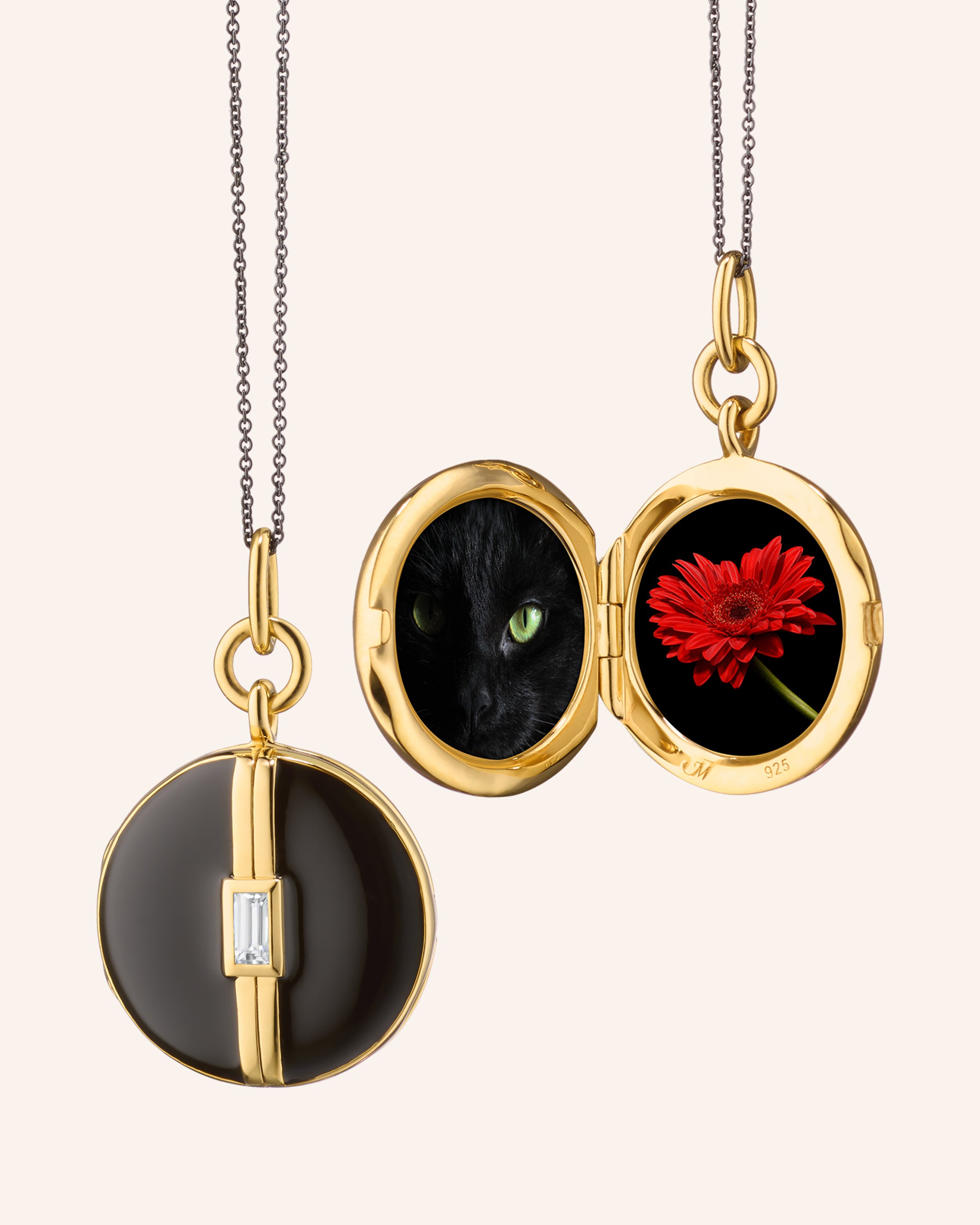 Black Enamel Vermeil Round Locket | Monica Rich Kosann
