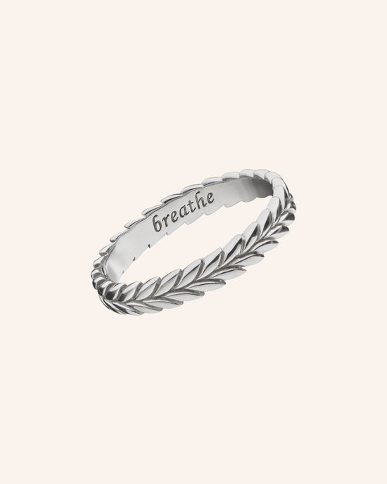 “Breathe” Leaf Poesy Stackable Ring