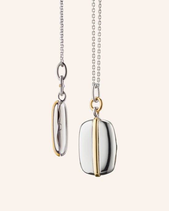 Slim Rectangle Brie Two-Tone Locket