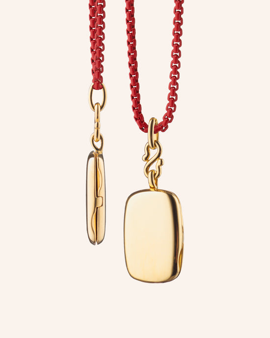 18K Yellow Gold Slim Britt Rectangle Locket on Skylar Chain