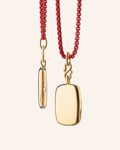 18K Yellow Gold Slim Britt Rectangle Locket on Skylar Chain
