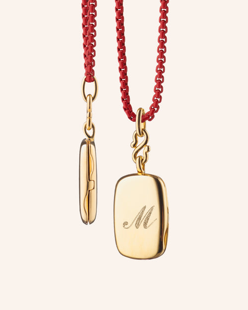 Slim "Britt" 18K Gold Engraved Locket Necklace