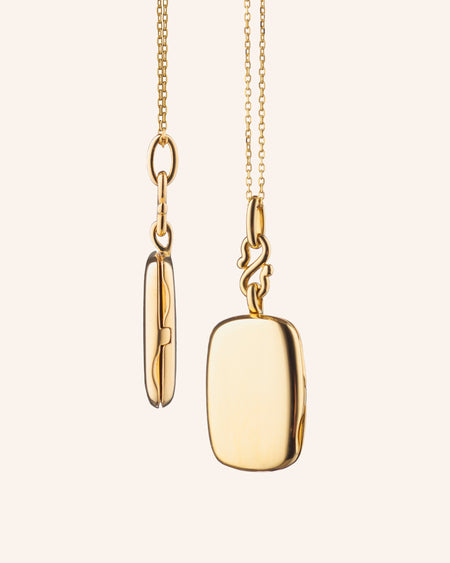 18K Yellow Gold Slim Britt Rectangle Locket with Adjustable Chain