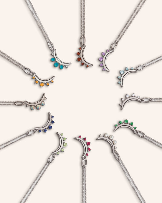 Moon Birthstone Necklaces