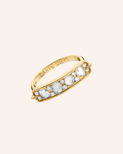 "Carpe Diem" Rose Cut Diamond Stackable Ring