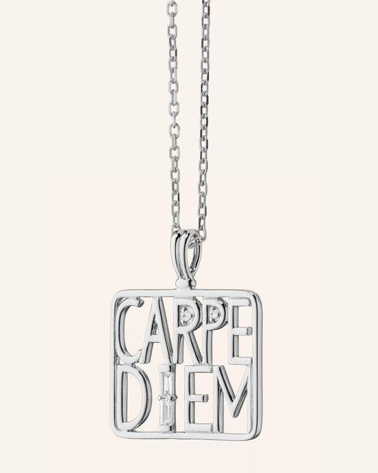 Carpe Diem Medallion Necklace in Sterling Silver