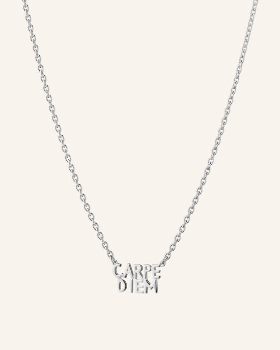 Mini Carpe Diem Charm Necklace in Sterling Silver