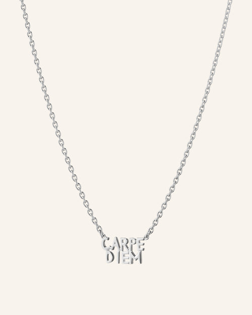 Mini Carpe Diem Charm Necklace in Sterling Silver