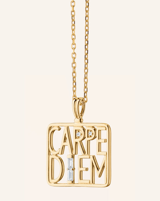 Carpe Diem Medallion Necklace in 18K Yellow Gold