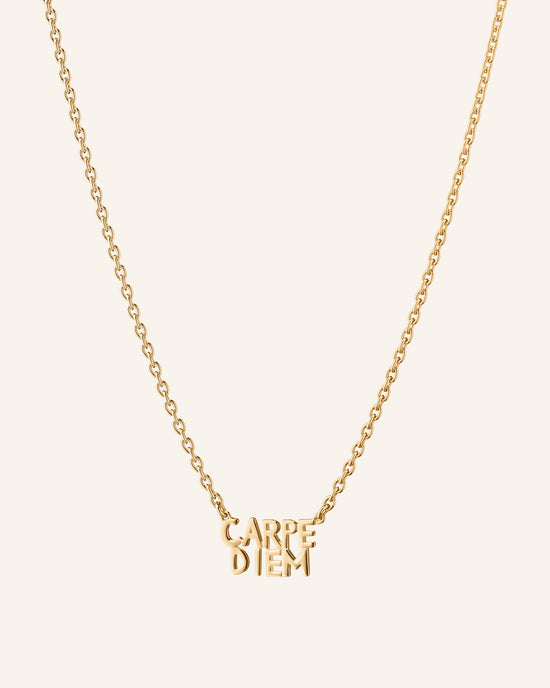Mini Carpe Diem Charm Necklace in 18K Yellow Gold