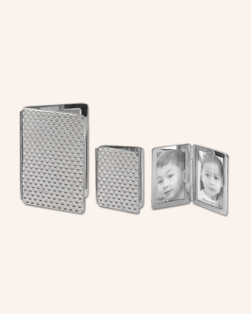 Basketweave Image Case folding image case for photos in Sterling Silver