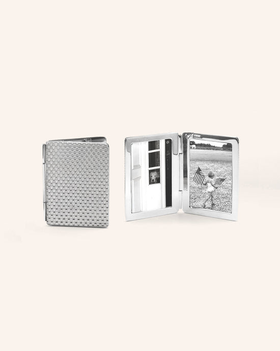 Basketweave Image Case folding image case for photos in Sterling Silver